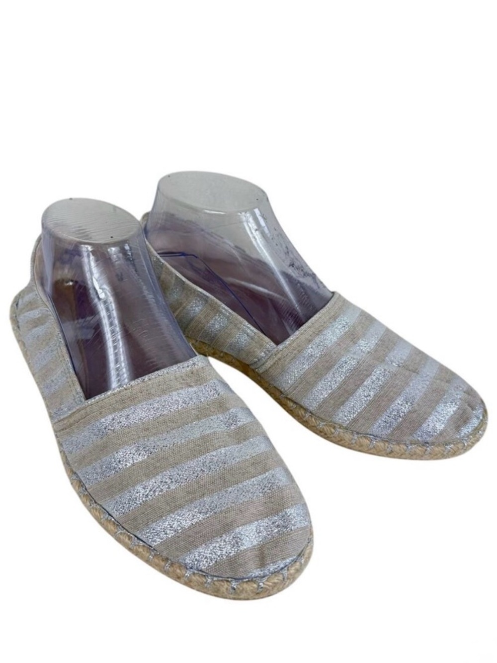 Alex + Alex Tan Silver Shimmer Slip On Espadrilles Loafers Flats Size 40 8.5
